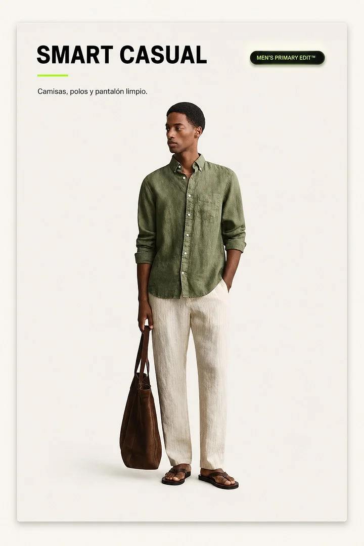 Smart casual, camisas, polos y pantalon limpio